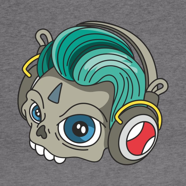 Skull in Headphones by idiotstile